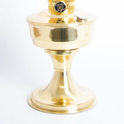 Aladdin Brass Table Oil Lamp, Solid Brass Indoor Emergency Lighting Fuel Table Lamp, Brass Bowl and Burner