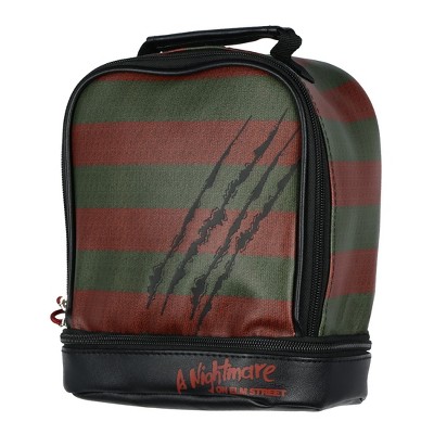 Nightmare on Elm Street Lunch Tote Freddy Krueger Slashes Dual Compartment Insulated Lunch Bag Tote For Hot And Cold Food, Drinks, And Snacks Black