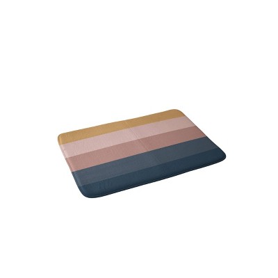 Colour Poems Minimal Retro Striped Memory Foam Bath Rug Blue/Pink - Deny Designs: Bohemian Bathroom Mat, Microfiber, Machine Washable