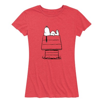 Women's - Peanuts - Snoopy On Doghouse Short Sleeve Graphic T-Shirt