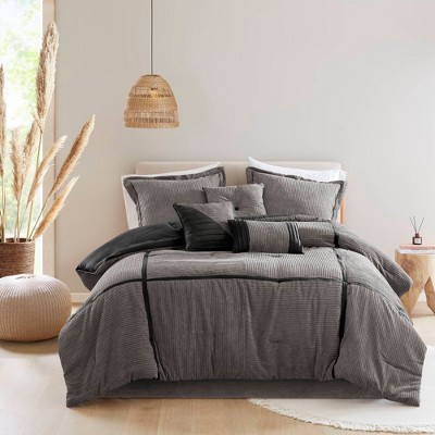 NicBex 7 Pcs Micro Corduroy Comforter Set Cozy Bedding Set, Dallas Bedding Comforter Sets with Brushed Fabric Reverse, Machine Washable