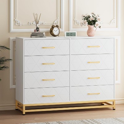 TackView Dresser for Bedroom with 8 Drawer, TV Stand Dressers Chest of Drawers for Living Room Hallway Entryway