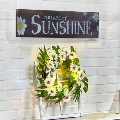 The Lakeside Collection Sunshine Daisies Home Decor - Lighted Wreath