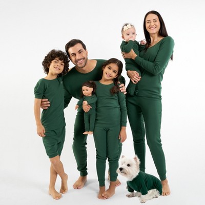 Leveret Matching Family Pajamas – Solid Uniform Green – 100% Cotton – Customizable for Personalization