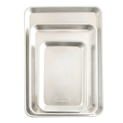 Nordic Ware Naturals 3pc Aluminum Jelly Quarter Eighth Set Silver: Baking & Cookie Sheet Bakeware, Hand Wash, Oven-Safe