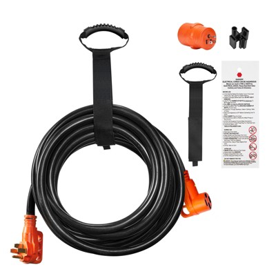 VEVOR 15 ft RV Extension Cord, 50 Amp, Heavy Duty STW RV Power Cord, NEMA 14-50R Female NEMA 14-50P Male Plug, Black