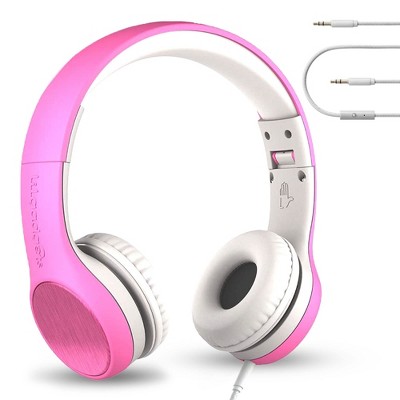 LiLGadgets Connect+ Style On-Ear Kids Headphones with Microphone - SharePort, SoftTouch Padding, Cable, Noise Reduction - Pink
