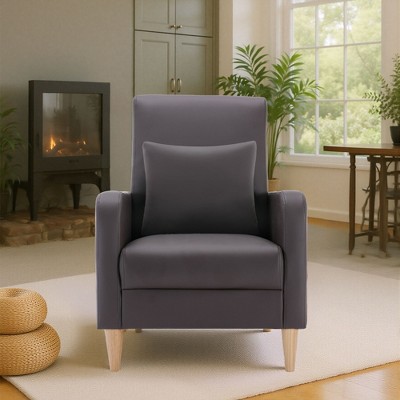 Faux-Shearling Accent Chair with Pillow, Modern Comfy Armchair with Ergonomic Backrest and Padded Armrests