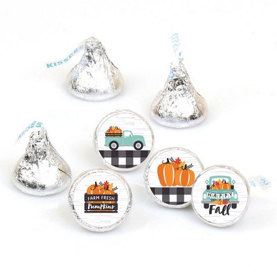 Big Dot of Happiness Happy Fall Truck - Harvest Pumpkin Party Round Candy Sticker Favors - Labels Fits Chocolate Candy (1 sheet of 108)
