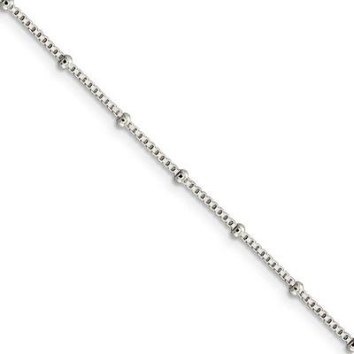 Black Bow Jewelry 1.25mm Sterling Silver, Beaded Box Chain Necklace