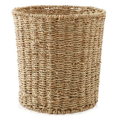 Casafield Waste Basket, Trash Can for the Bathroom, Bedroom, Laundry Room, Home Office - Woven Seagrass or Water Hyacinth