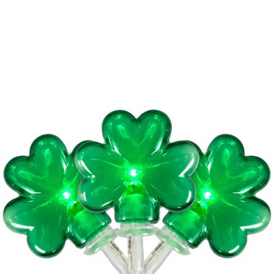Northlight LED St Patrick's Day Shamrock String Lights with Timer - Green - 5.5' Clear Wire - 20ct