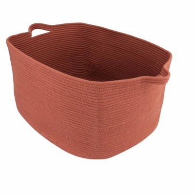 Aoibox Large Rectangle Cotton Rope Blanket Storage Basket 22x17x12 Woven Laundry Bin with Handles for Toys Towels