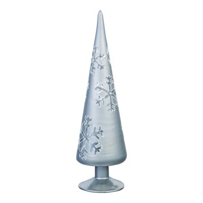 Transpac 9 Inch Silver Christmas Snowflake Cone Tree Decorative Object for Holiday Home Decor