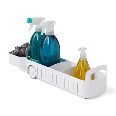 YouCopia 5" RollOut Under Sink Caddy: Clear Kitchen Organizer with Non-Slip Grip, Multi-Compartments, Freestanding