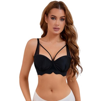 INSPIRE CHIC Women's Soft Underwire Front Cross Lightly Adjustable Straps Training Minimizers Bras
