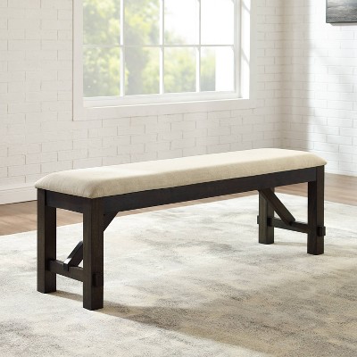 Hayden Dining Bench Slate - Crosley: Upholstered Linen Seat, Rubberwood Frame, Entryway Seating