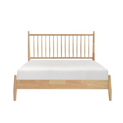 CAVINAS Queen/Full Size Mid-Century Wood Platform Bed Frame with Vertical Slats Headboard Design,No Box Spring Needed