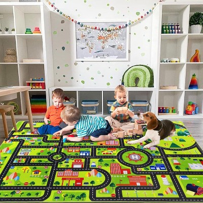 Kids Carpet, City Traffic Road Carpet, Super Soft, Non-Slip, Learning Exercise Mat / Puzzle Car Carpet, Bedroom / Kids Room / Playroom