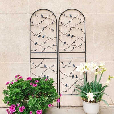 MOEPISY 2 Pack Metal Garden Trellis 71 inch x 19.7 inch Black