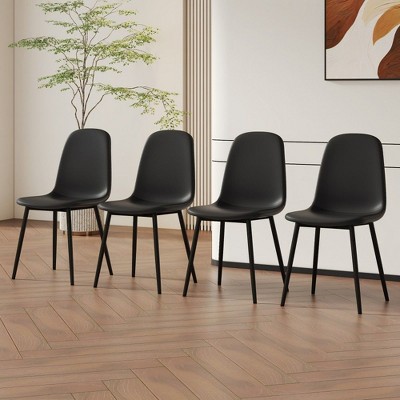 PAGED Modern Mid-Century Dining Chairs with Soft Cushion Seat & Metal Legs,Armless Chairs for Kitchen,Living Room