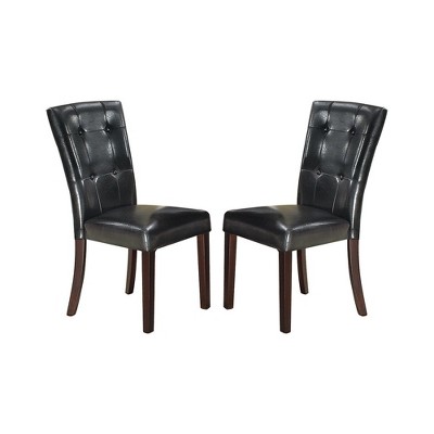 Simple Relax Set of 2 Leather Upholstered Dining Chairs in Black