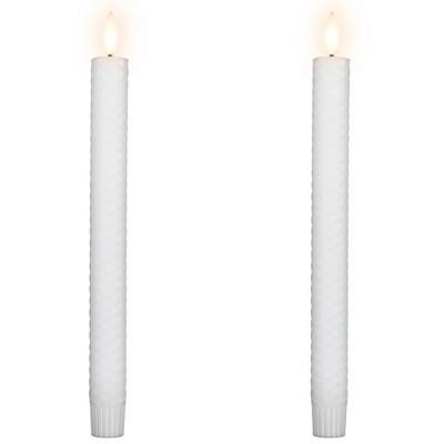 Northlight LED Flickering Flameless Taper Honeycomb Christmas Candles - 9.5" - White - Set of 2
