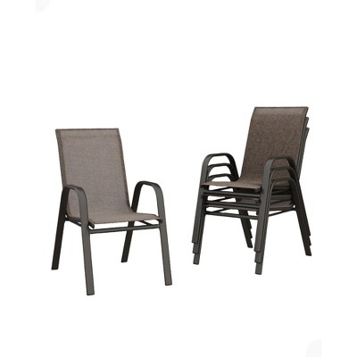 Set of 4 Outdoor Stackable Patio Chairs - High-Back Metal Frame with Durable Textilene Fabric - Perfect for Lawn, Backyard, Deck, and Garden