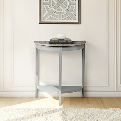 Half-Moon Console Table with Storage Shelf, Entryway Accent Table