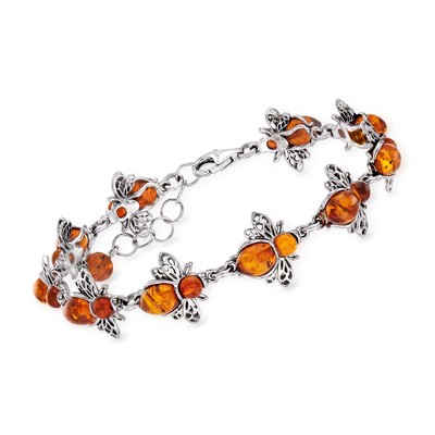 Ross-Simons Amber Bumblebee Bracelet in Sterling Silver Size 7