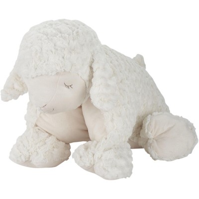 Mina Victory Plush Lines Foldable Lamb Stuffed Animal 18" x 22" Ivory Indoor Throw Pillow