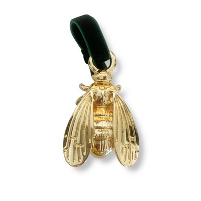 Bow to the Bee Gold Bee Ornament – Holiday Tree Decoration – Metallic Gold – Size 3" x 2"– 1pc