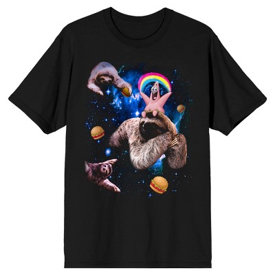 Spongebob Squarepants Patrick Sloth Rainbow Black Men's Short-Sleeve T-shirt