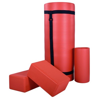 BalanceFrom Fitness 71"x24" Anti Tear Yoga Mat w/Strap, Knee Pad & Blocks