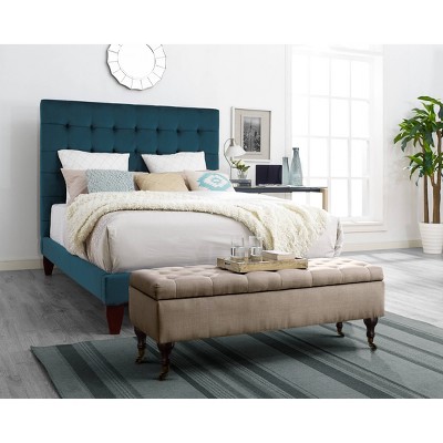 Collette Tufted Storage Bench Linen - Adore Decor: Chic Ottoman, Cushioned Seating, Hinged Lid