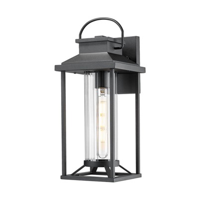 Syemin Outdoor Wall Lights Lampshade, Textured Exterior Lighting Fixtures Wall Mount, Modern Home Outdoor Wall Sconce Lantern, Black, 8"*7"*17.1"