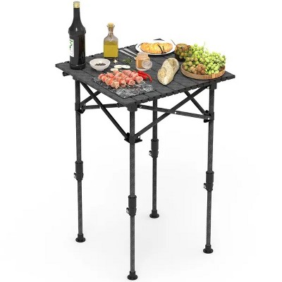 Portable Folding Camping Table With Adjustable Height Rustproof Carbon Steel Foldable Roll-Up Camping Table