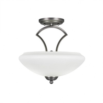 Toltec Lighting Zilo 2 - Light Flush Mount in  Graphite with 14" Zilo White Linen  Shade