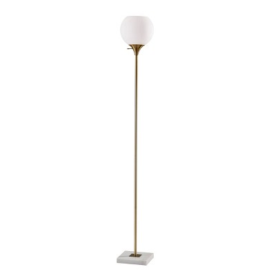 Adesso 71" 3-way Fiona Torchiere Brass: Opal Glass, Marble Base, ETL Listed
