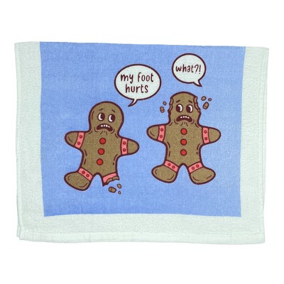 Gingerbread Foot Hurts Funny Christmas Cookie Tea Towel - Crazy Dog Tea Towel Gift For Christmas
