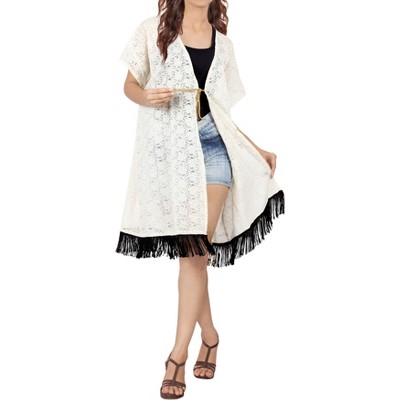 LA LEELA Women's Summer Open Front Vacation Beachwear Bathing Suit Boho Beach Duster Holiday Cover ups Cardigan XL-XXL Beige, Solid
