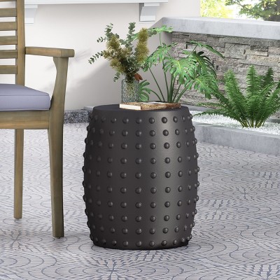 NicBex 15.5" Modern Round Outdoor Side Table,Lightweight Concrete Patio End Table,Outdoor Accent Table for Deck,Garden & Outdoor Furniture
