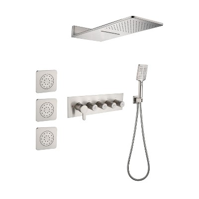 PAGED Shower Head Waterfall Rain Shower System with 3 Body Sprays and Handheld Shower for Bathroom