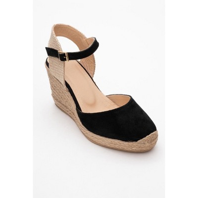 Sinta - Black Suede Leather Platform Espadrille (Women) | Forever & Always Shoes