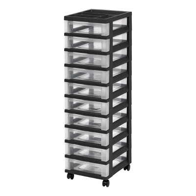 IRIS USA Plastic Rolling Storage Cart with Drawers