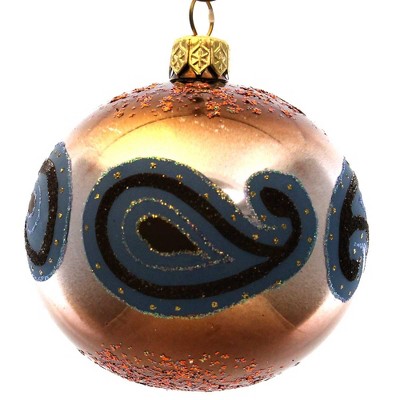 Holiday Ornament 3.0 Inch Amber With Blue Swirls Tree Ornament , Christmas (PC)