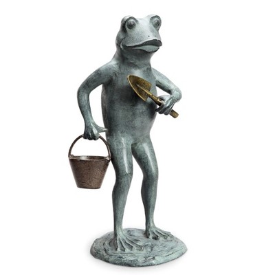 SPI Home Green Thumb Frog Garden Sculpture – Whimsical Metal Yard Art, Handcrafted Outdoor Decor