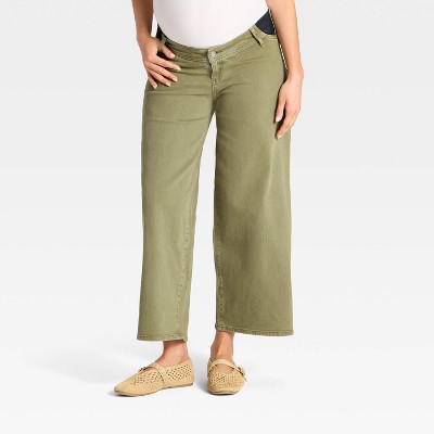 Under The Belly Sailor Wide Leg Maternity Jeans - Isabel Maternity by Ingrid & Isabel™ Olive Green
