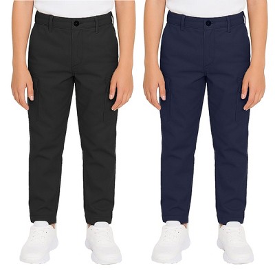 Galaxy Approved School Uniform Boy's Super Stretch Cotton Cargo Pants-2 Pack
