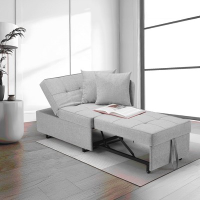 Erommy 3-in-1 Sleeper Sofa Chair Bed , 5-position Adjustable Backrest Pull Out Sofa Bed with Faux Linen Sofa Fabric